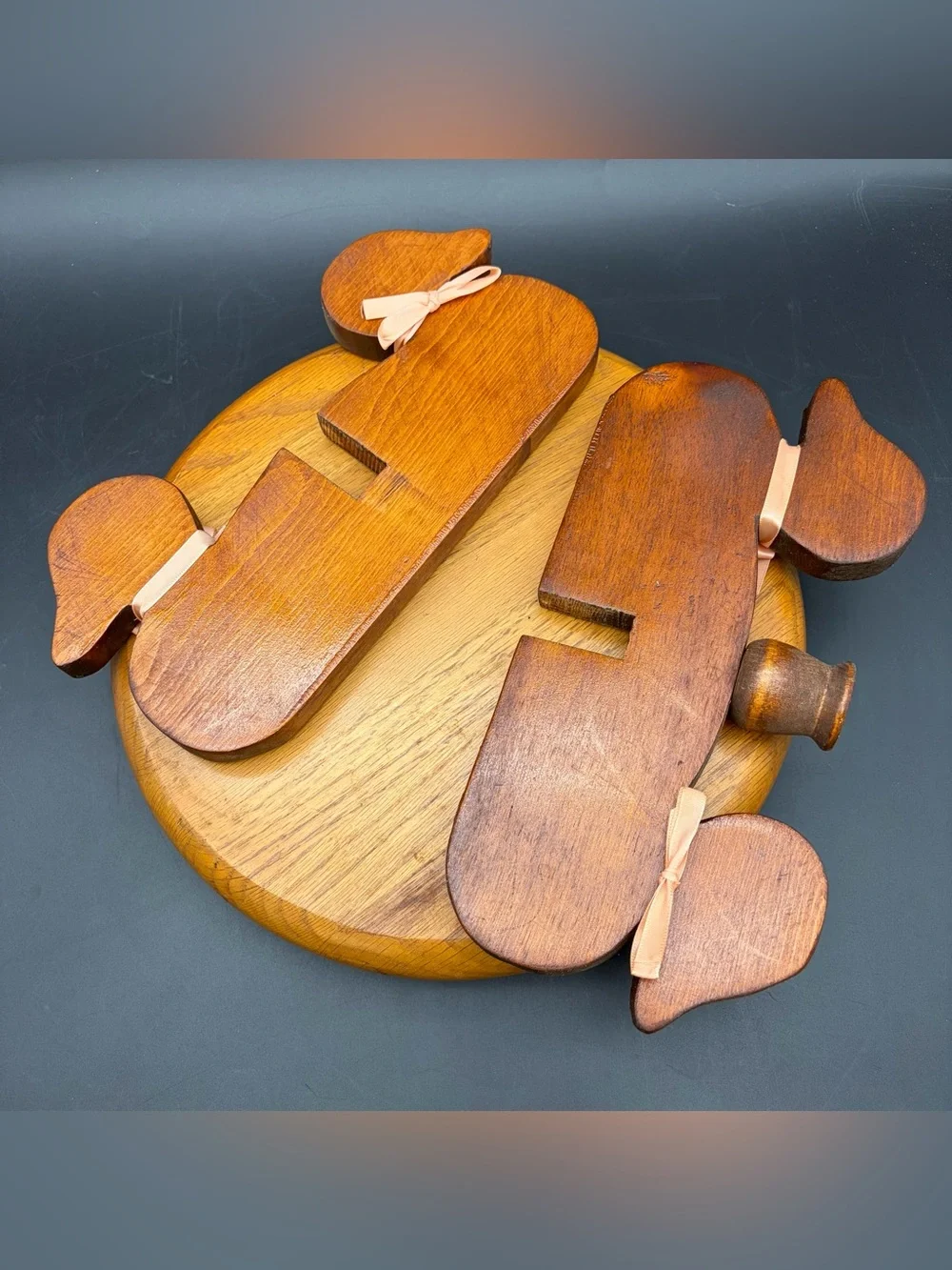Vintage Wooden Duck Goose Farmhouse Candle Stick Holder Décor Ribbon Cottagecore